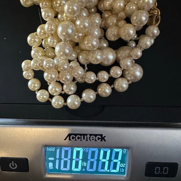 J Crew Cream Pearl Necklace Multi 5 Strand Retro Preppy Statement Station - Picture 8 of 10